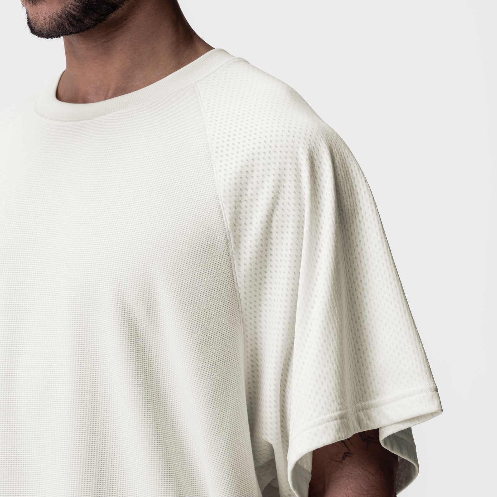 0946. Waffle Knit Oversized Tee - Cream