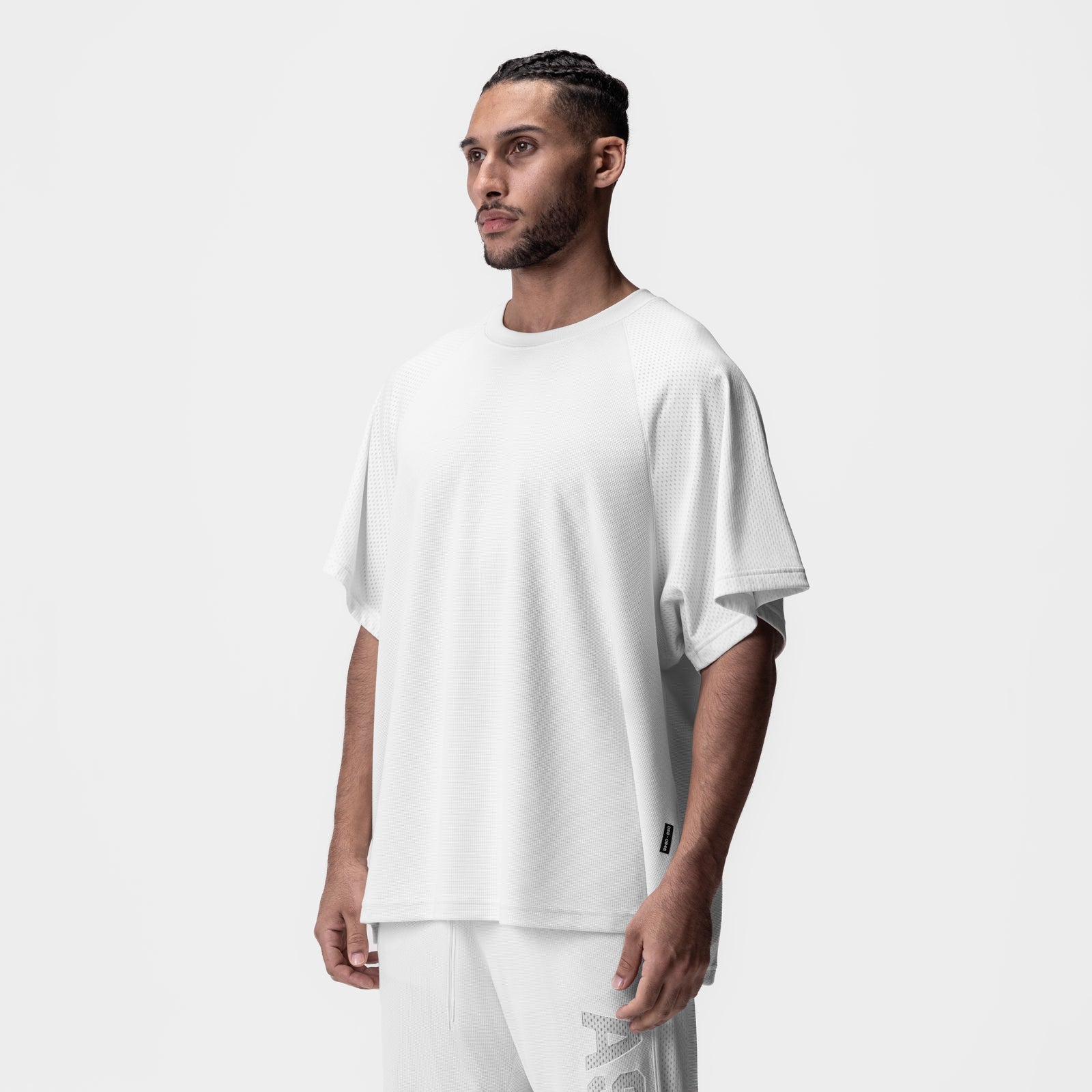 0946. Waffle Knit Oversized Tee - White