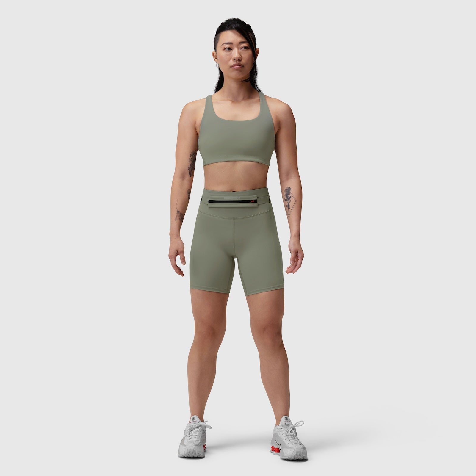 W039. LYCRA® Hybrid Sports Bra - Sage