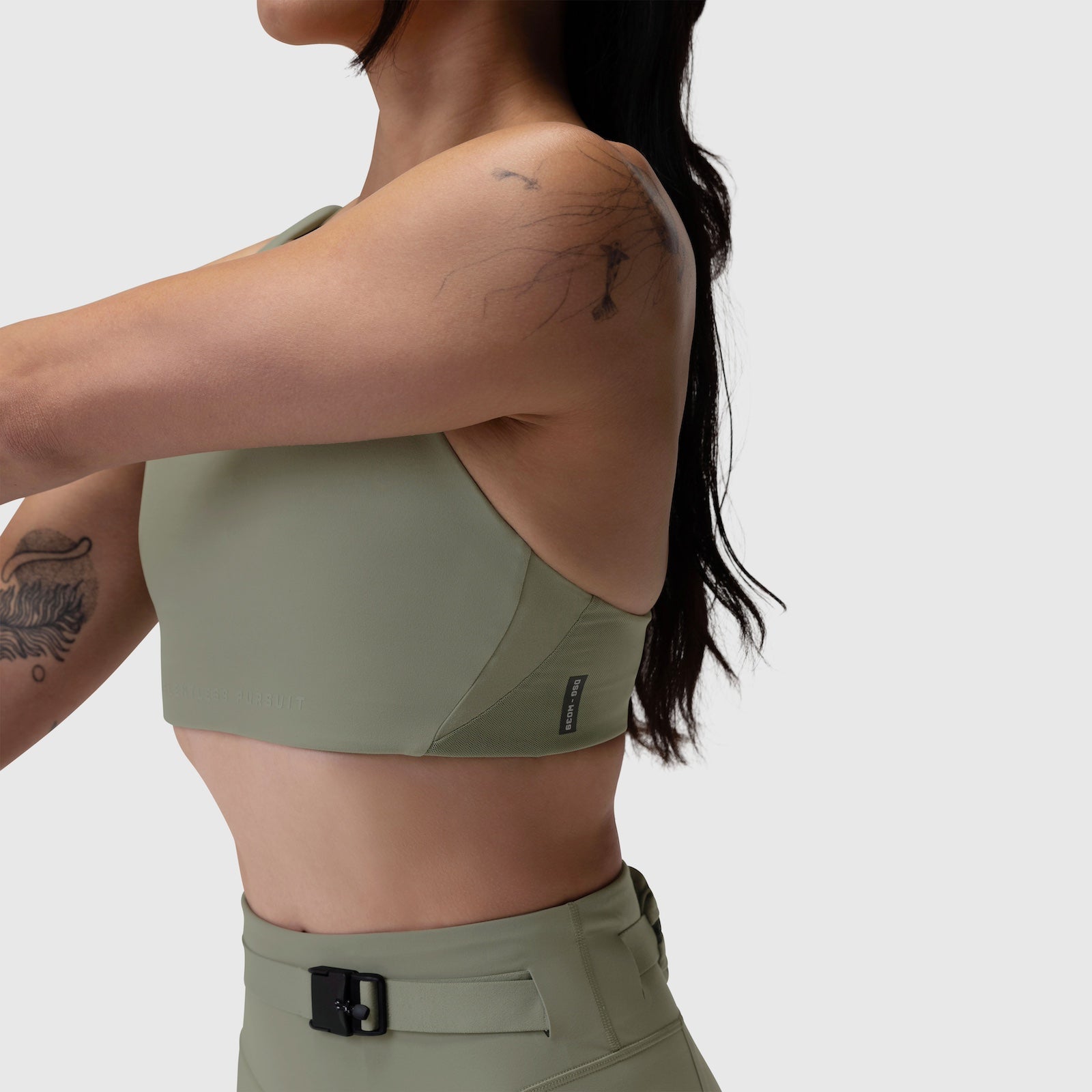 W039. LYCRA® Hybrid Sports Bra - Sage