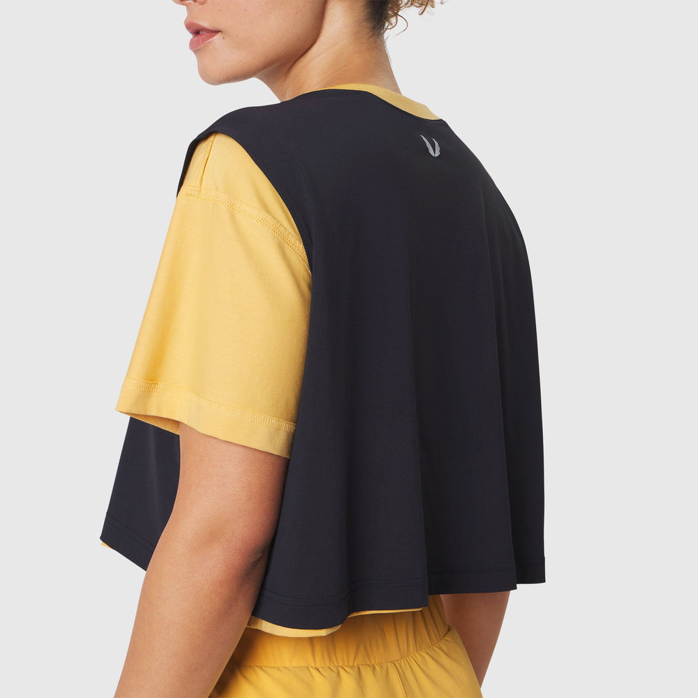 W082. SUPIMA® Ice-Skin™ Reversible Crop Tee - Amber/Black