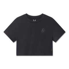 W082. SUPIMA® Ice-Skin™ Reversible Crop Tee - Black/Black