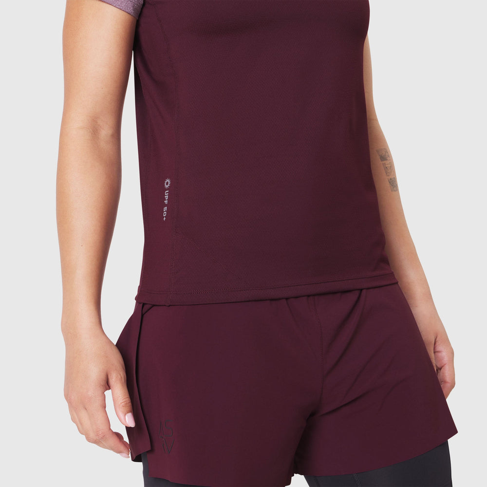 W086. AEROSILVER® UPF50+ Run Tee - Merlot