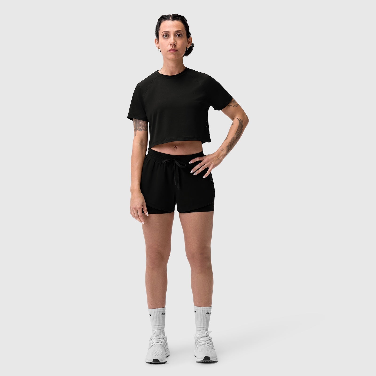 W018. AeroSilver® Cropped Tee - Black