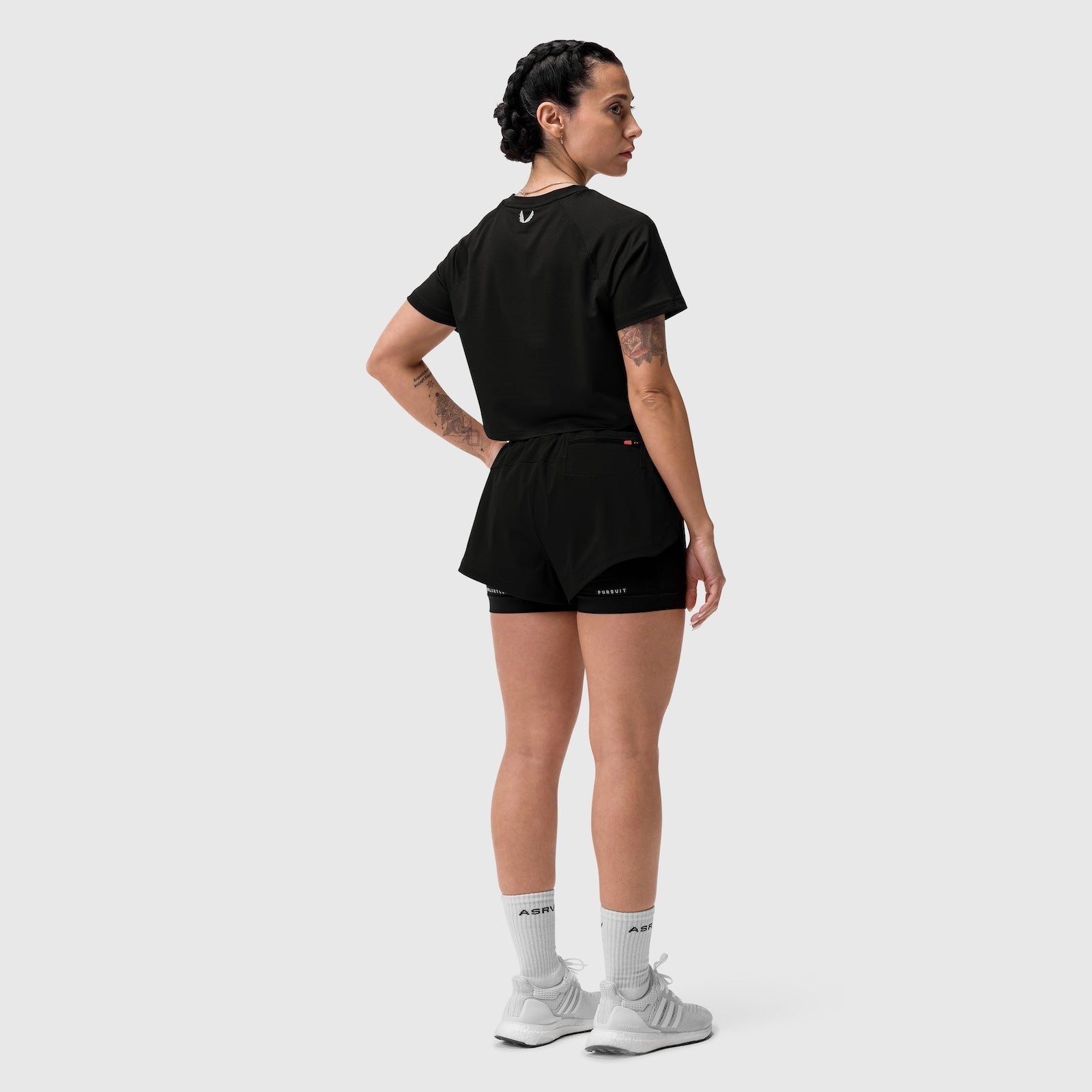 W018. AeroSilver® Cropped Tee - Black