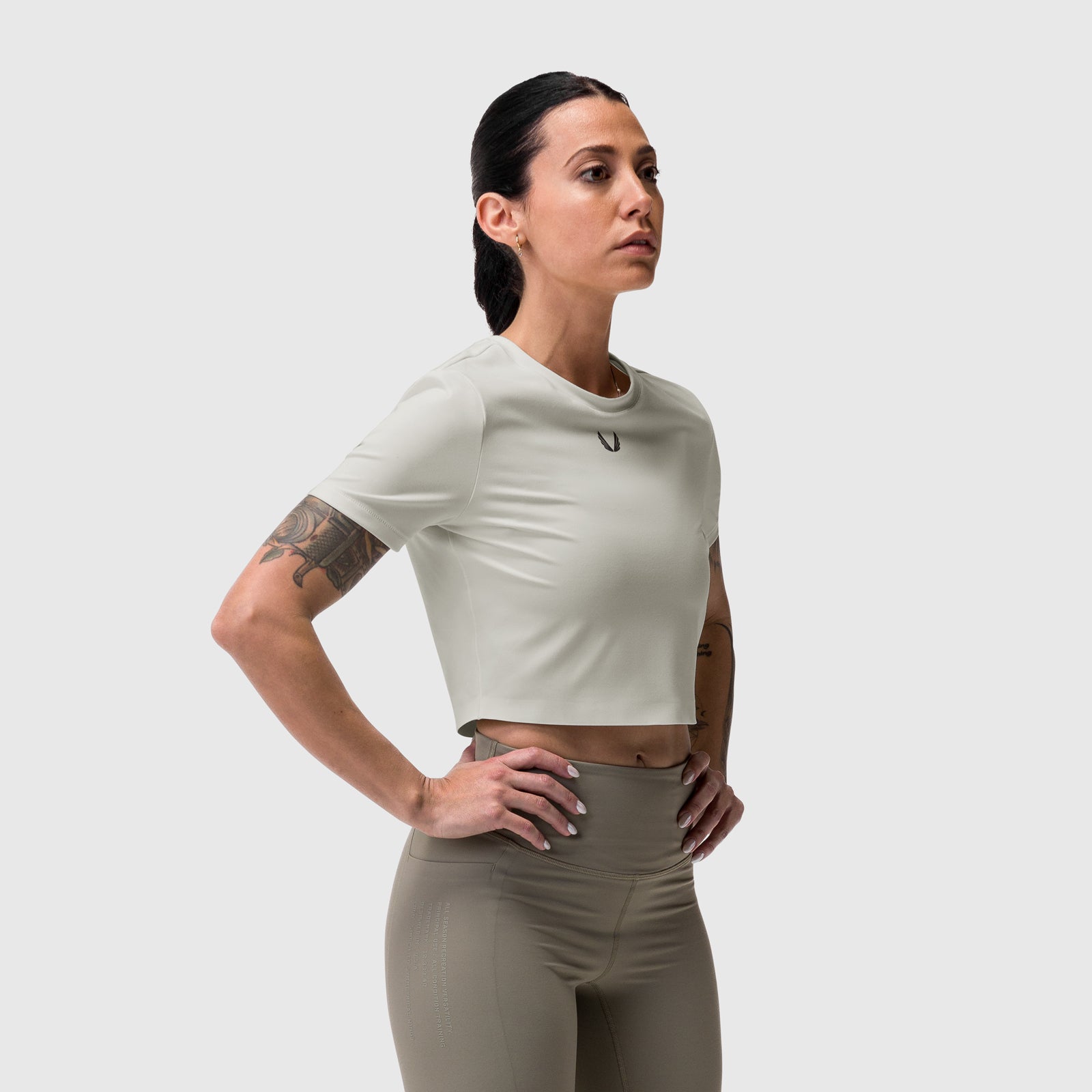 W019. LYCRA® Cropped Tee - Ivory Cream