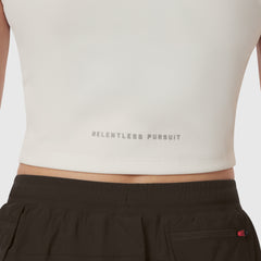 W023. LYCRA® Ribbed Mockneck Tank - Ivory Cream