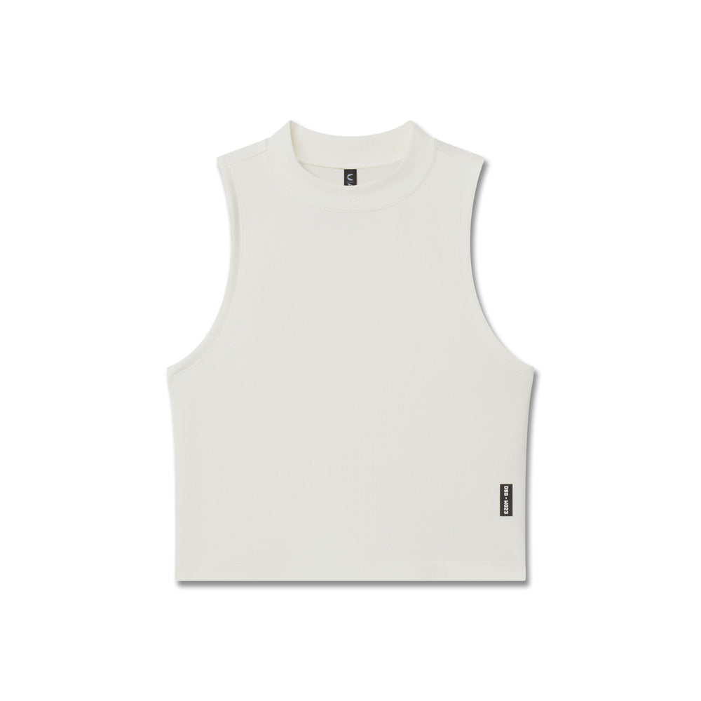 W023. LYCRA® Ribbed Mockneck Tank - Ivory Cream