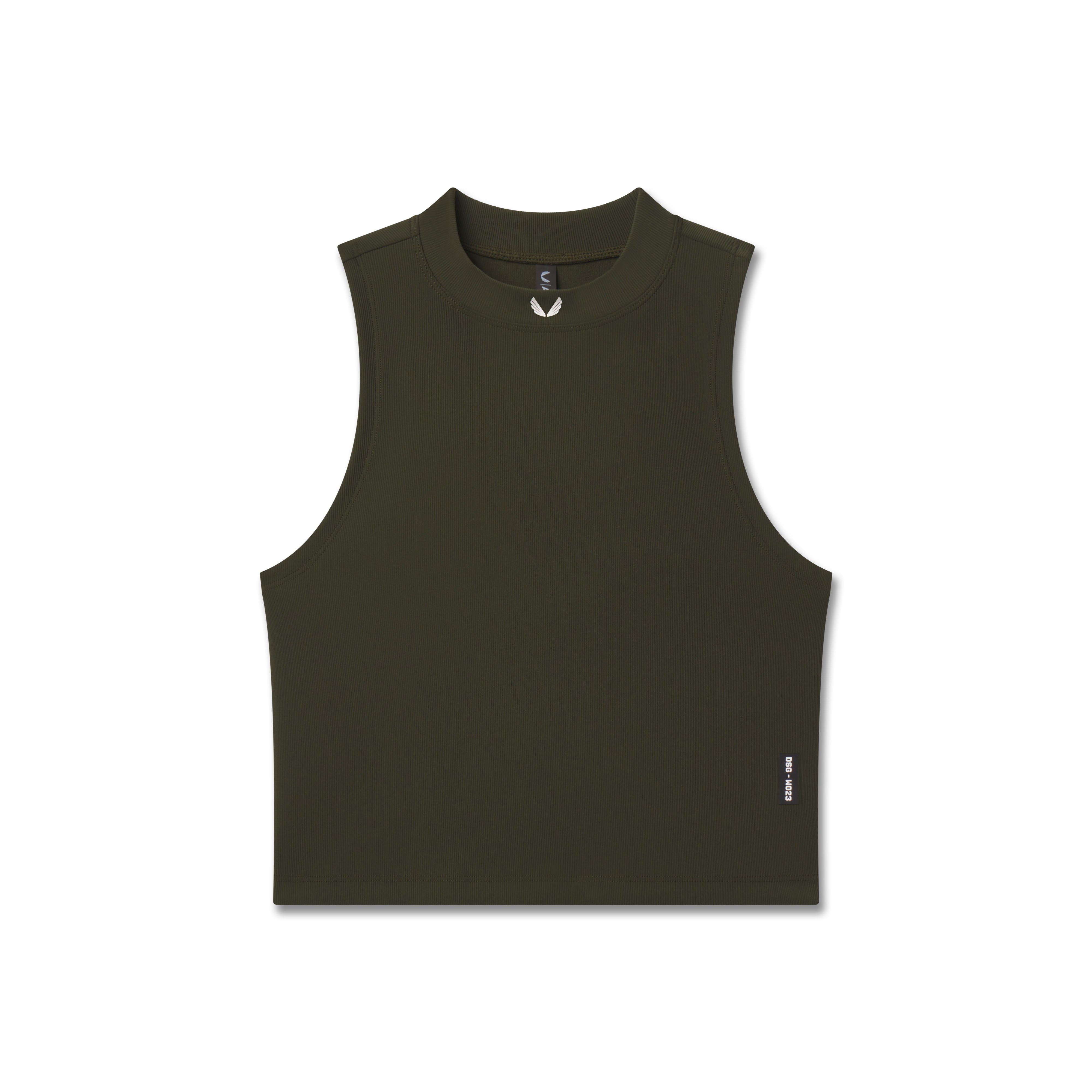 W023. LYCRA® Ribbed Mockneck Tank - Olive