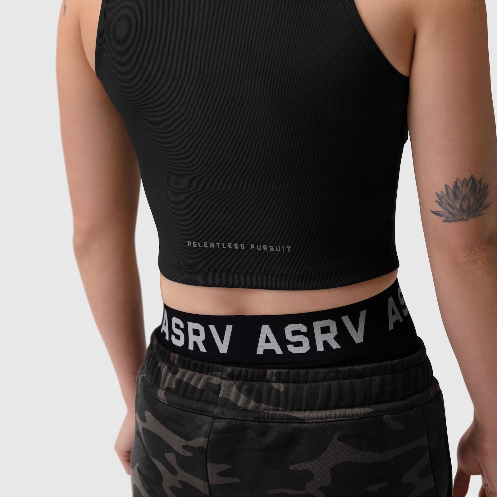 W023. LYCRA® Ribbed Mockneck Tank - Black