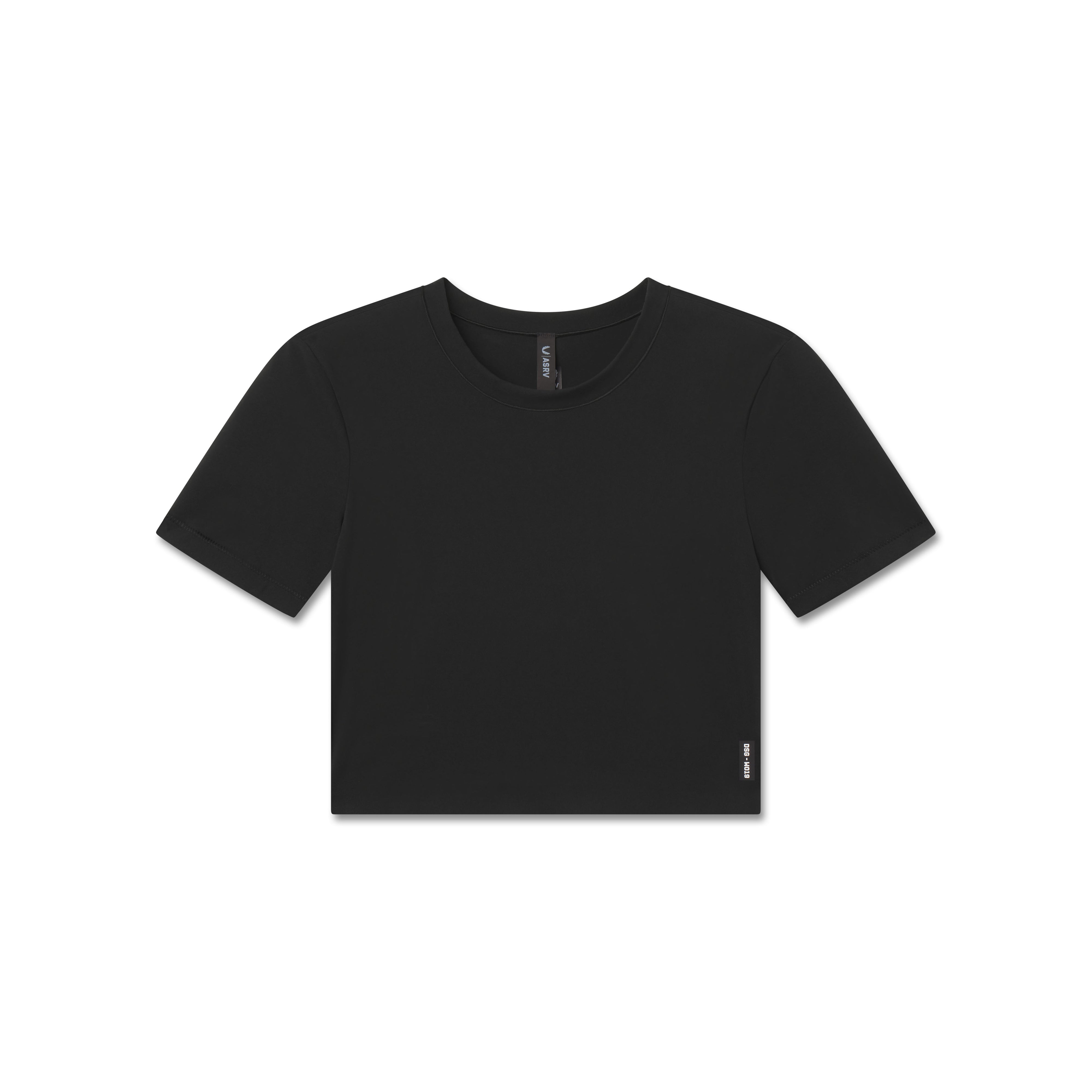 W019. LYCRA® Cropped Tee - Black "Big Wings"