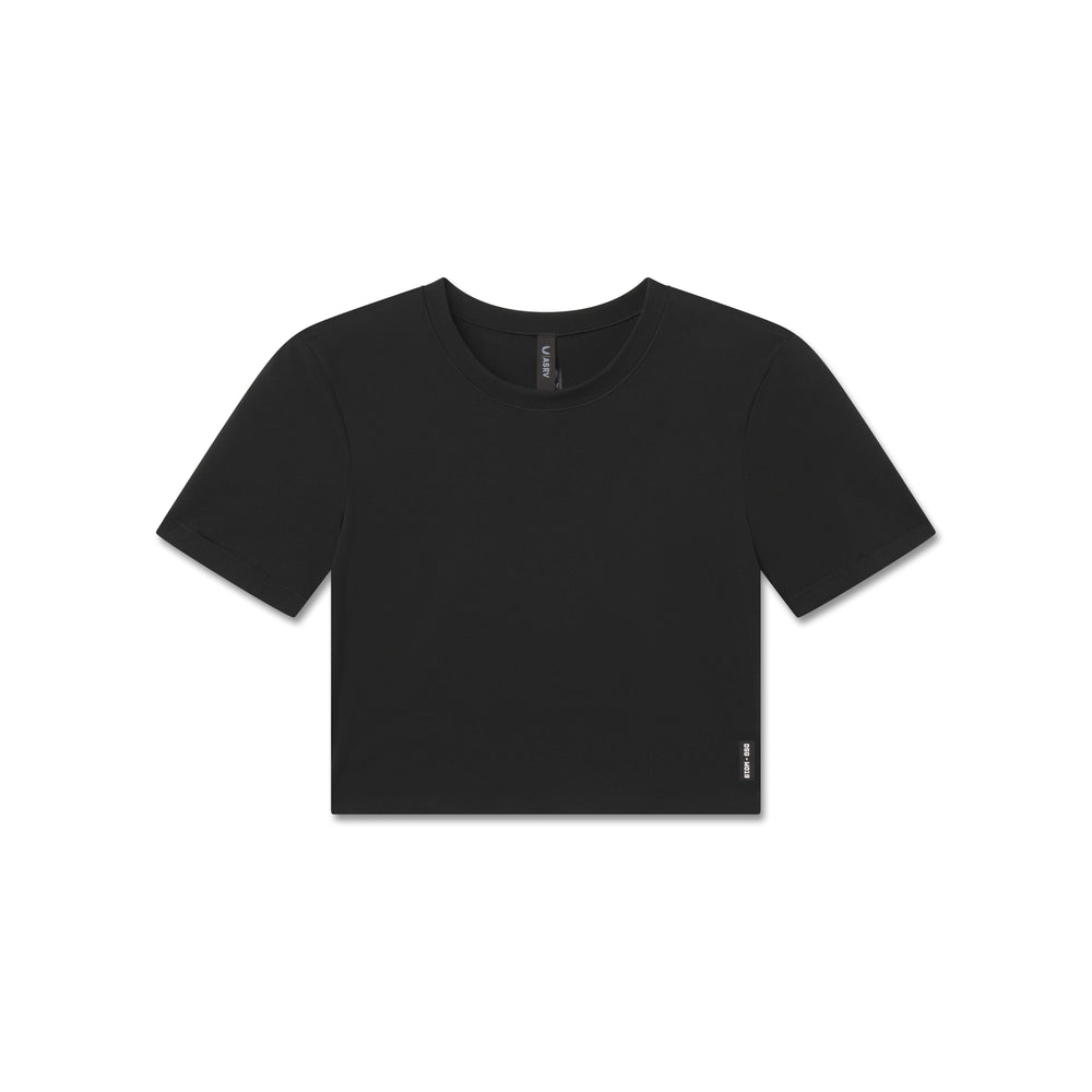 W019. LYCRA® Cropped Tee - Black "Big Wings"