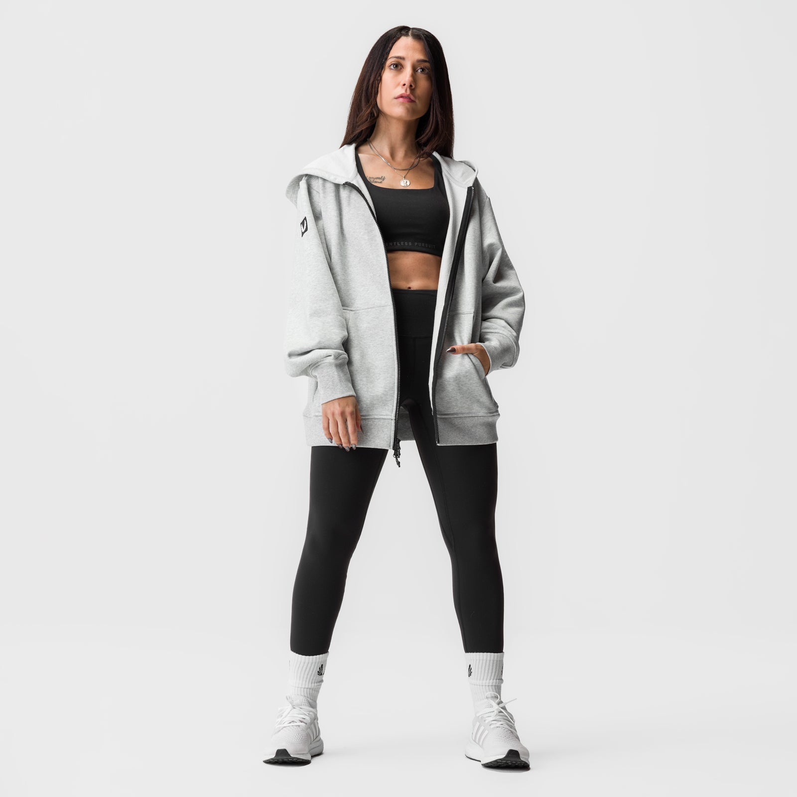 ASRV x Equinox Sorona® French-Terry Oversized Zip Hoodie - Heather Gre