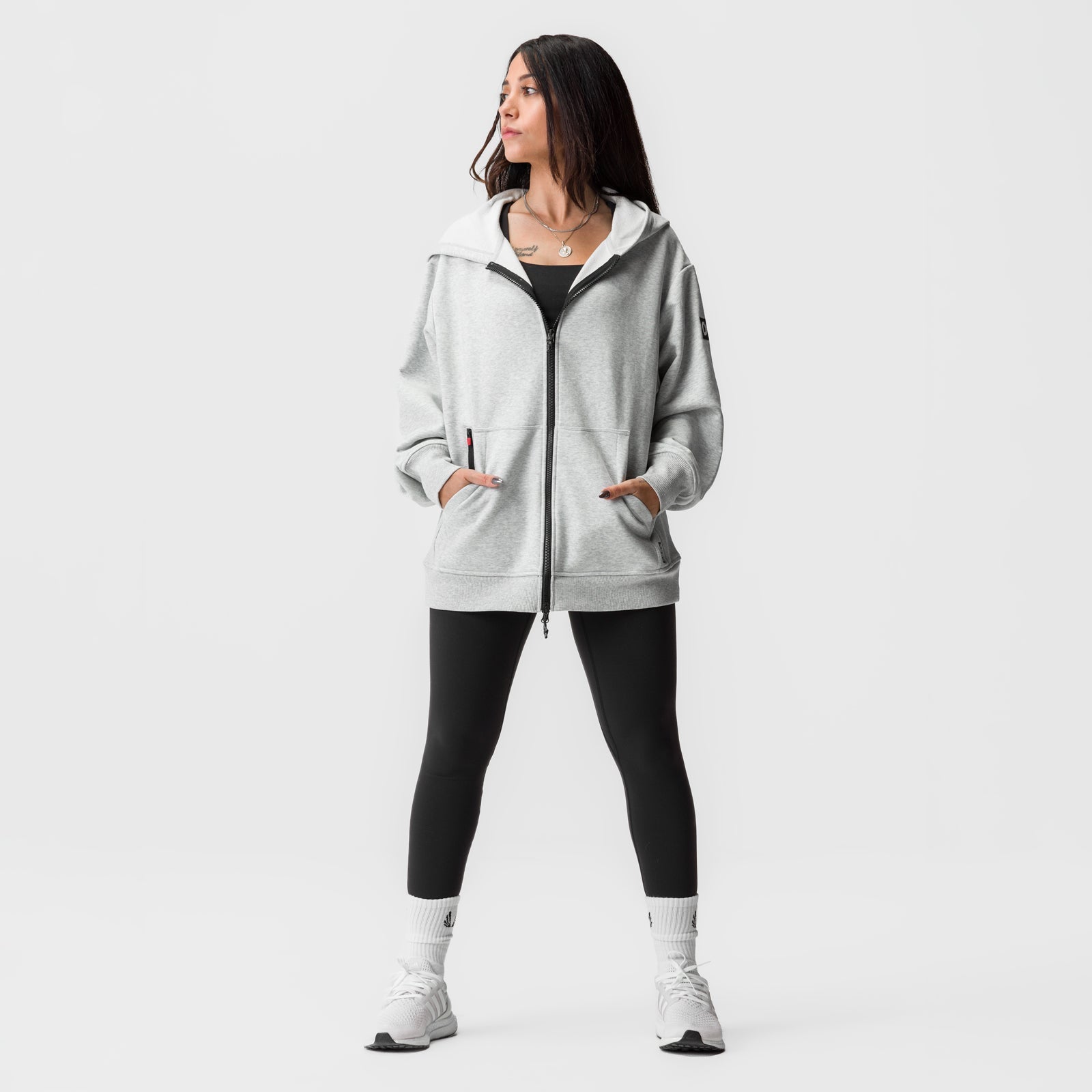 ASRV x Equinox Sorona® French-Terry Oversized Zip Hoodie - Heather Gre