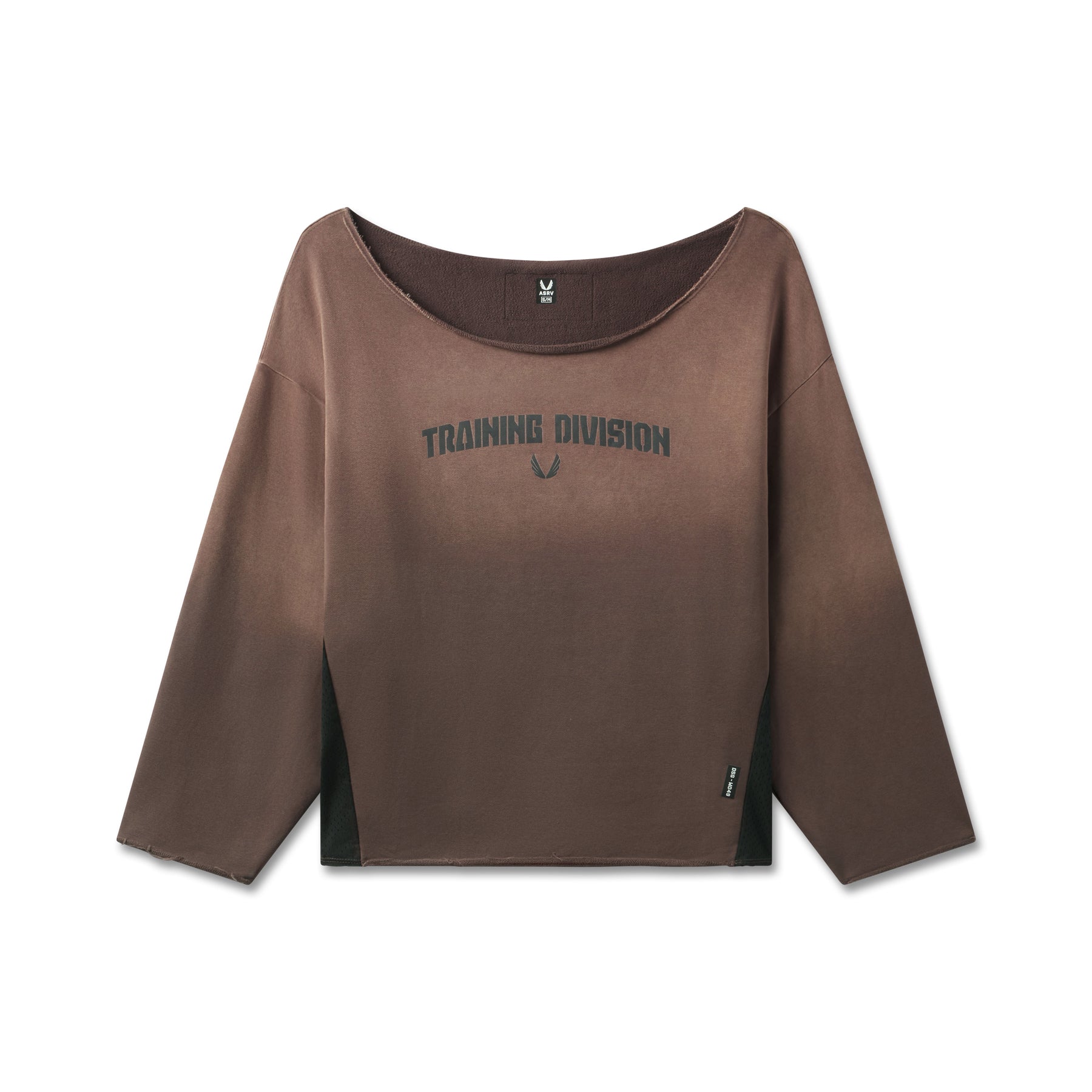 W049. Raw Hem Oversized Crewneck - Dark Earth Sun Fade