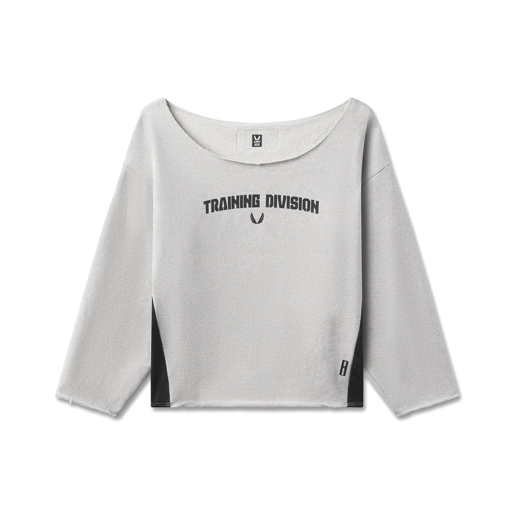 W049. Raw Hem Oversized Crewneck - Heather Grey