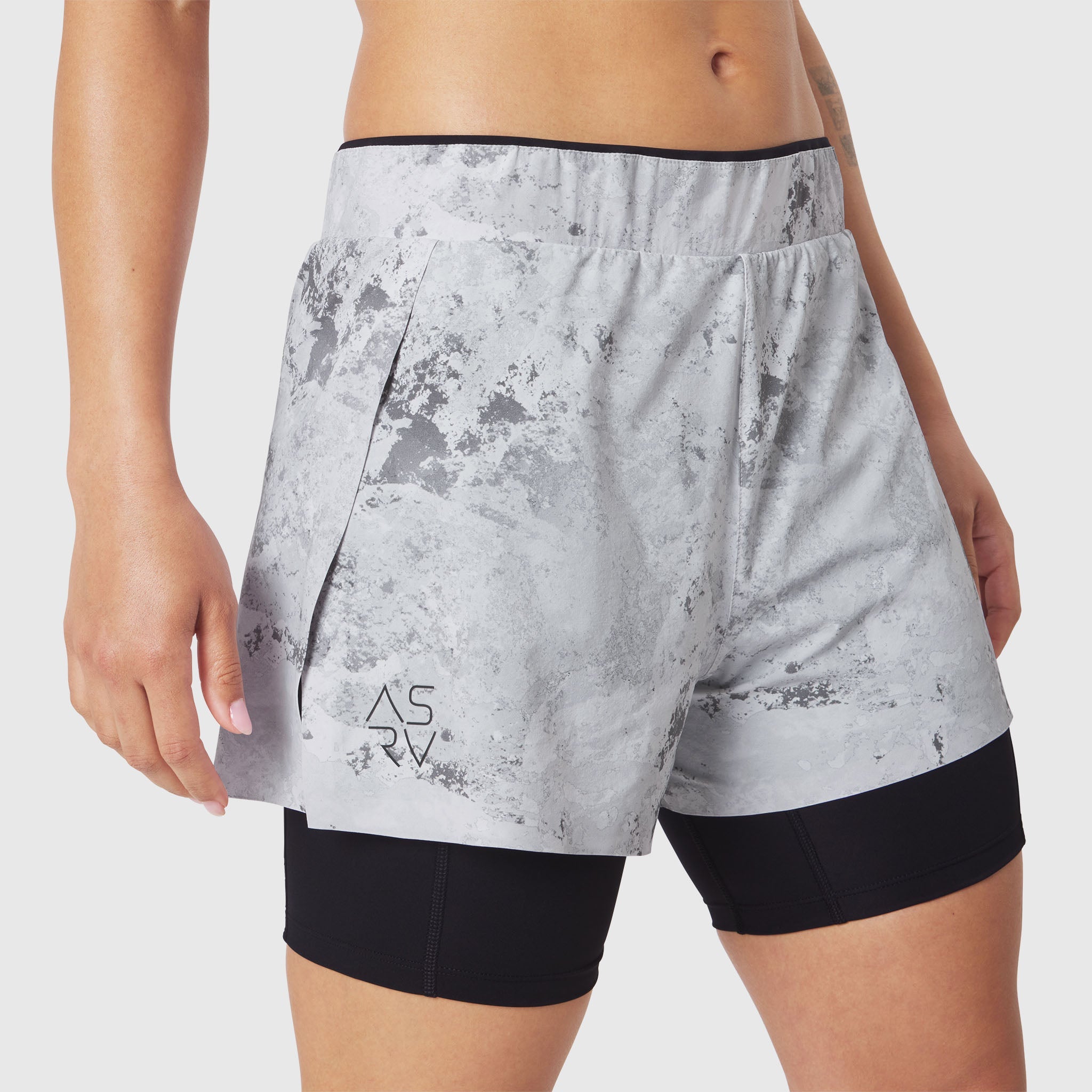 W087. Aerotex™ Side Split Liner Short - Sedona Snow Camo