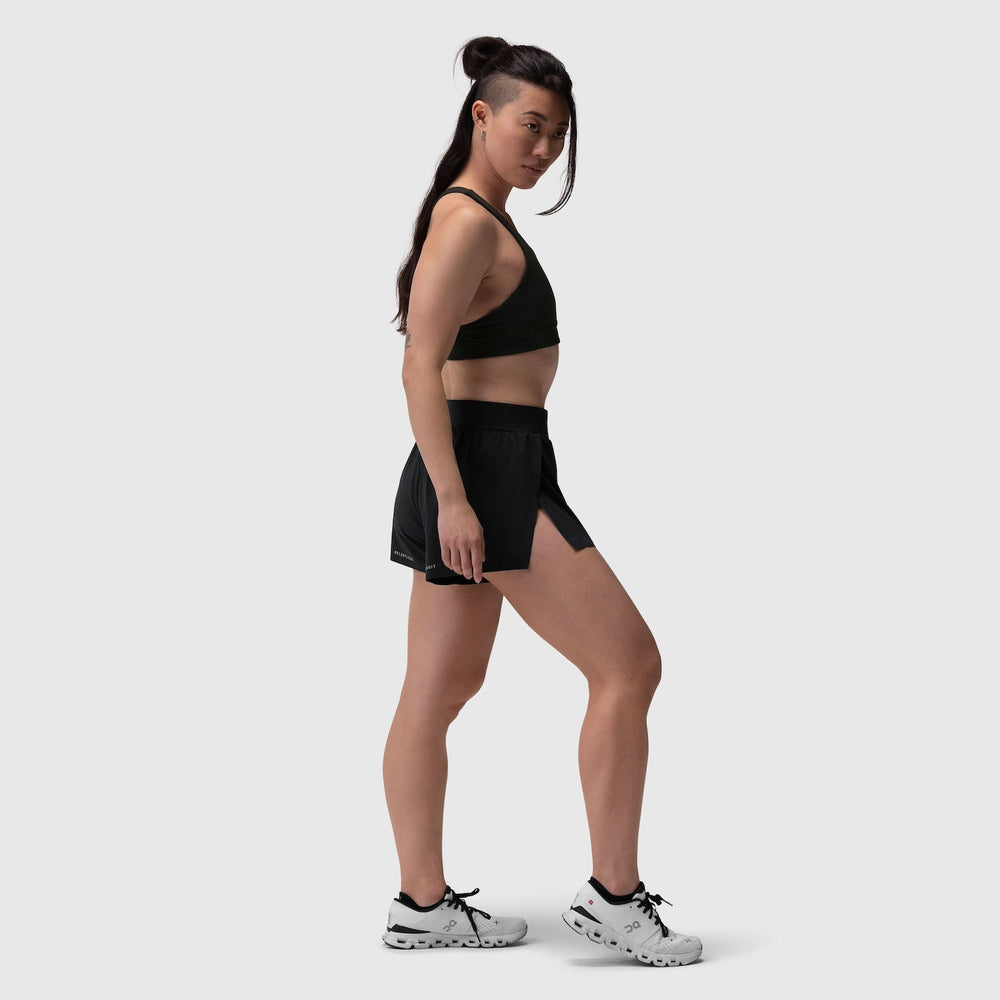 W026. Aerotex™ Side Split Run Short - Black