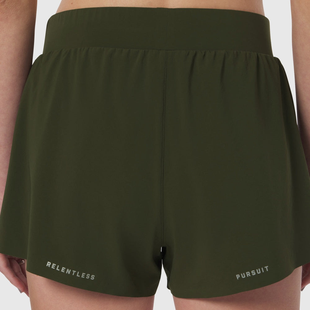 W026. Aerotex™ Side Split Run Short - Olive