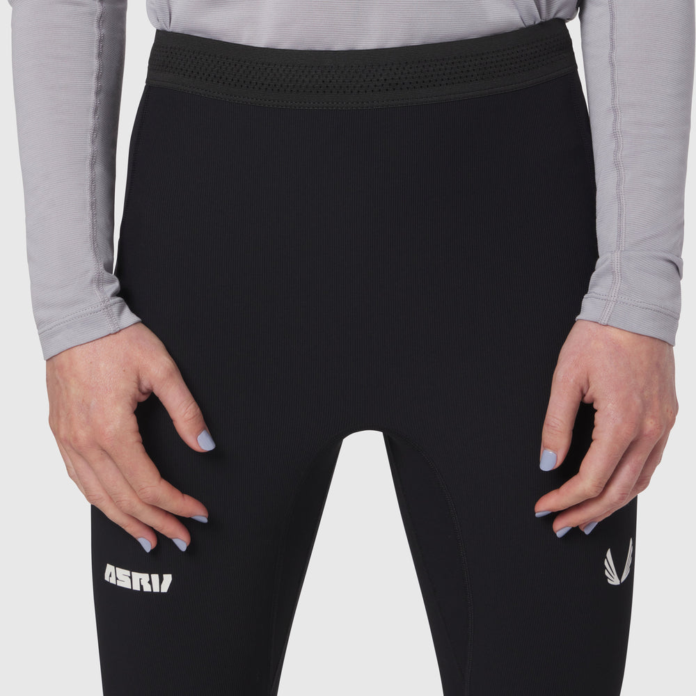 W055. Lycra® Ribbed Running Tight - Black