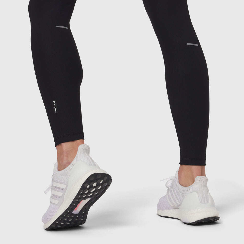 W055. Lycra® Ribbed Running Tight - Black