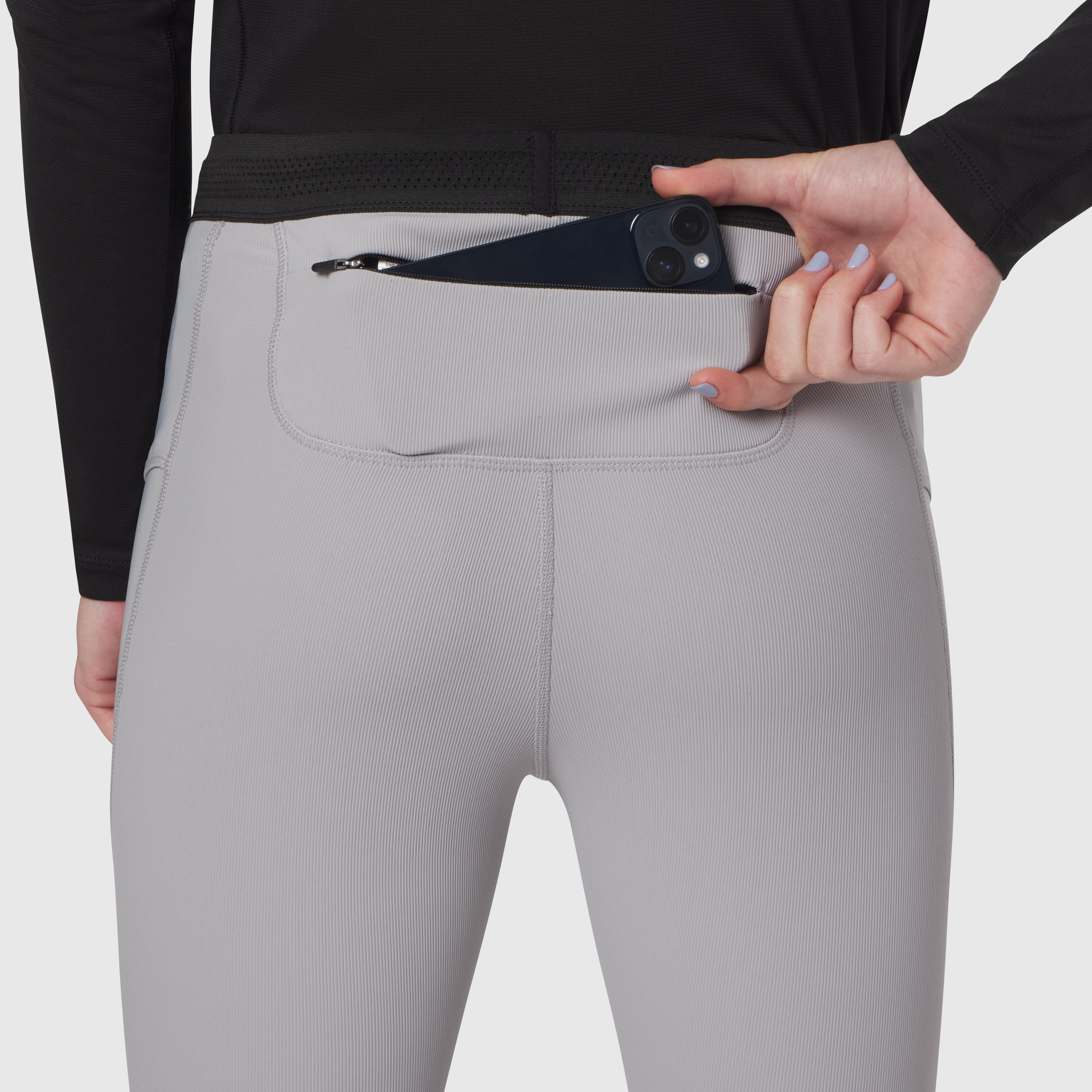 W055. Lycra® Ribbed Running Tight - Slate Grey