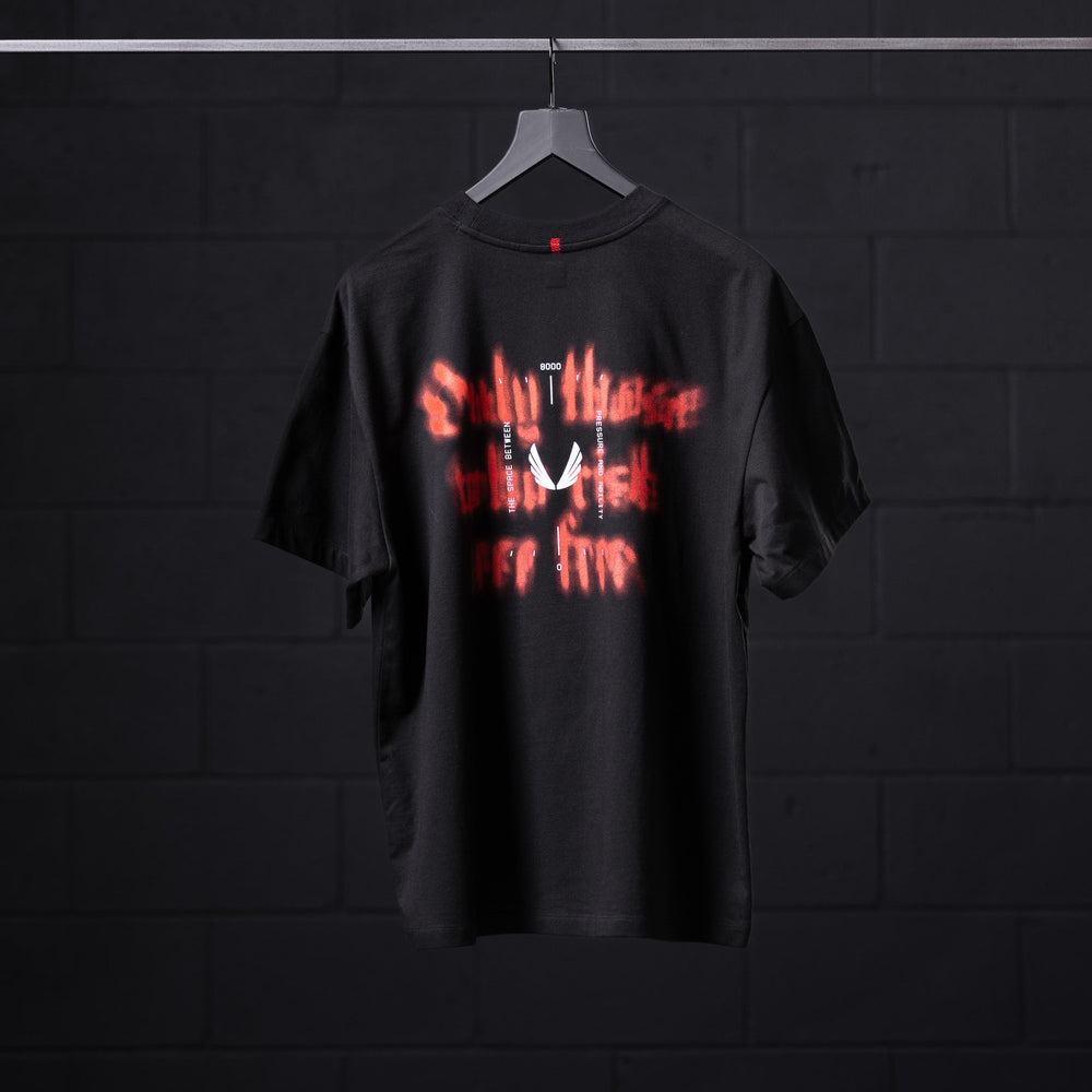 0797. Tech Essential™ Relaxed Tee - Black "Target Acquired"