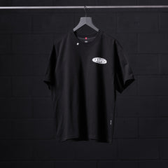0797. Tech Essential™ Relaxed Tee - Black "Global Reach"