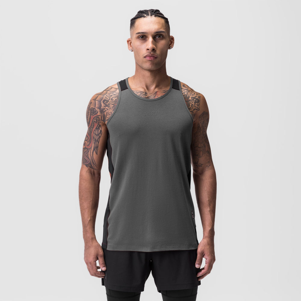 0809. Supima® Mesh Panel Training Singlet - Space Grey