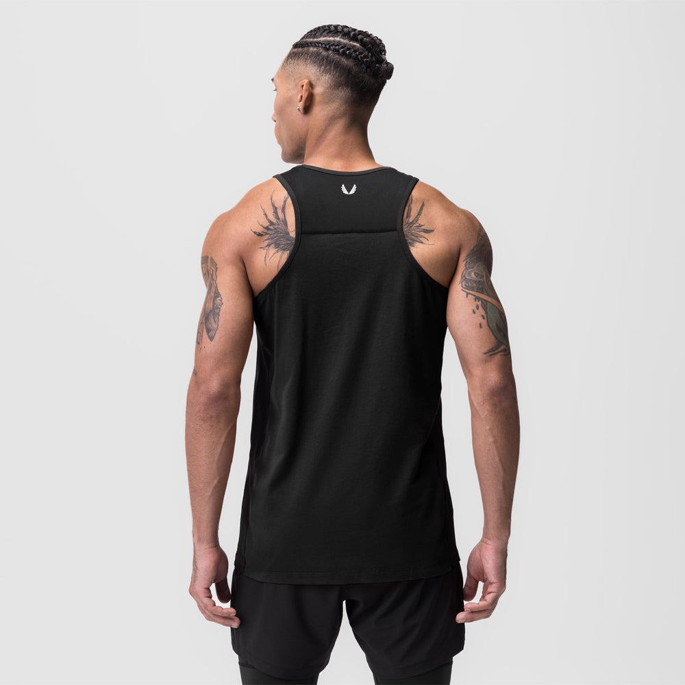 0809. Supima® Mesh Panel Training Singlet - Black