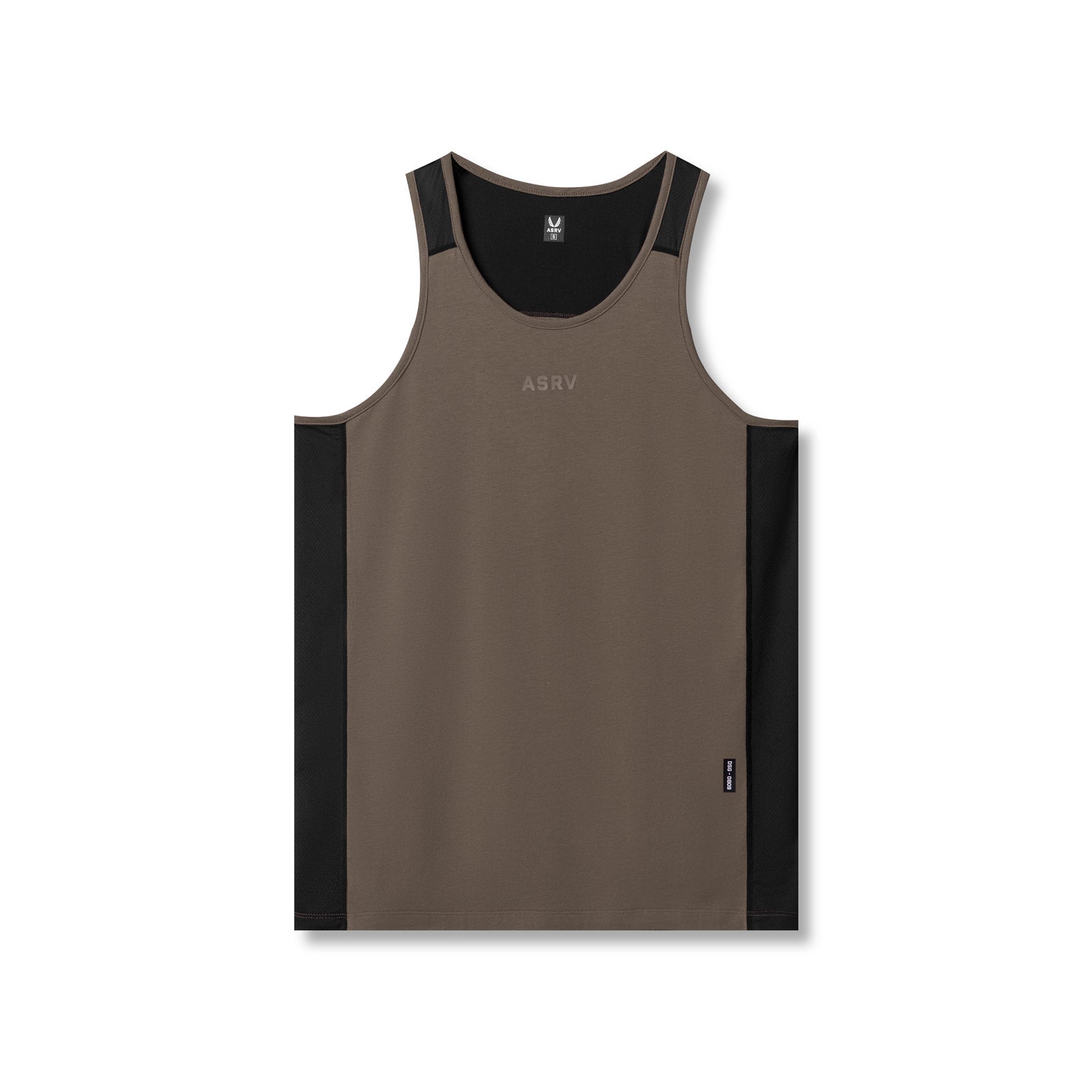 0809. Supima® Mesh Panel Training Singlet - Deep Taupe