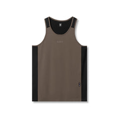 0809. Supima® Mesh Panel Training Singlet - Deep Taupe