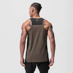 0809. Supima® Mesh Panel Training Singlet - Deep Taupe