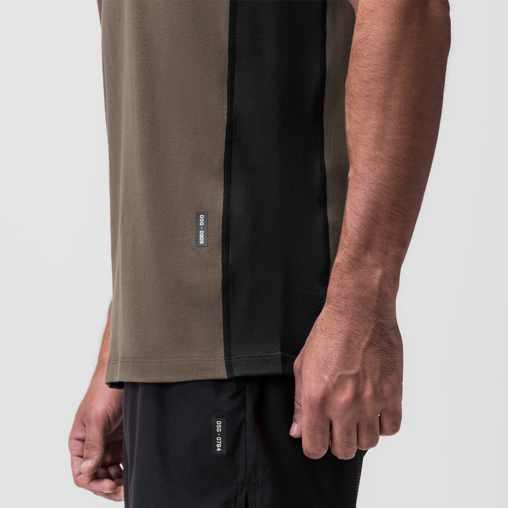 0809. Supima® Mesh Panel Training Singlet - Deep Taupe