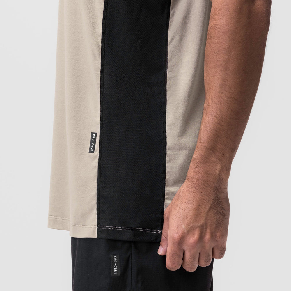 0809. Supima® Mesh Panel Training Singlet - Sand Smoke