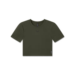 W019. LYCRA® Cropped Tee - Olive
