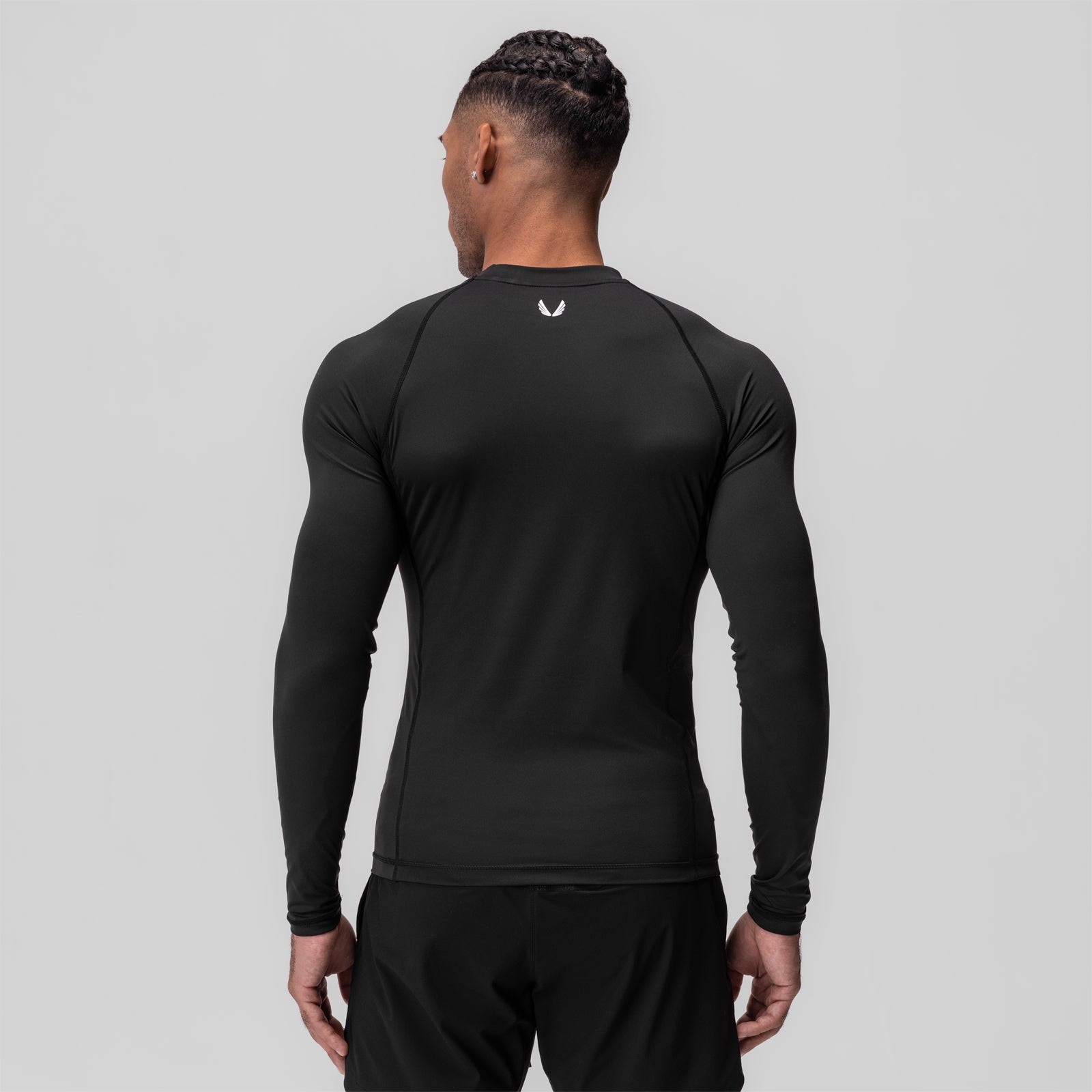 0908. WarpFlexx® Compression Mock Neck Long Sleeve - Black "Space Brac