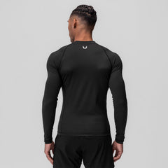 0908. WarpFlexx® Compression Mock Neck Long Sleeve - Black "Space Brac