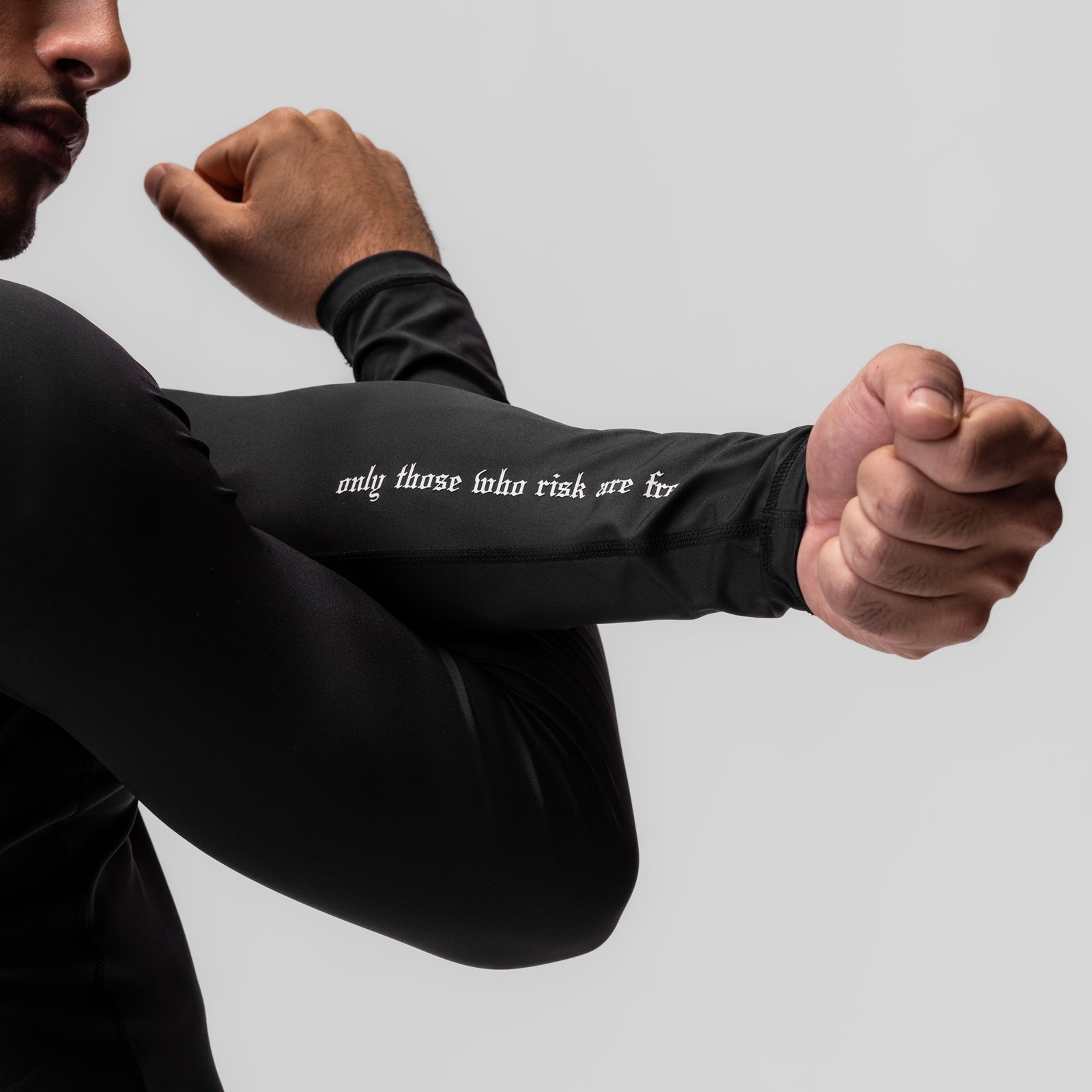 0908. WarpFlexx® Compression Mock Neck Long Sleeve - Black "Space Brac