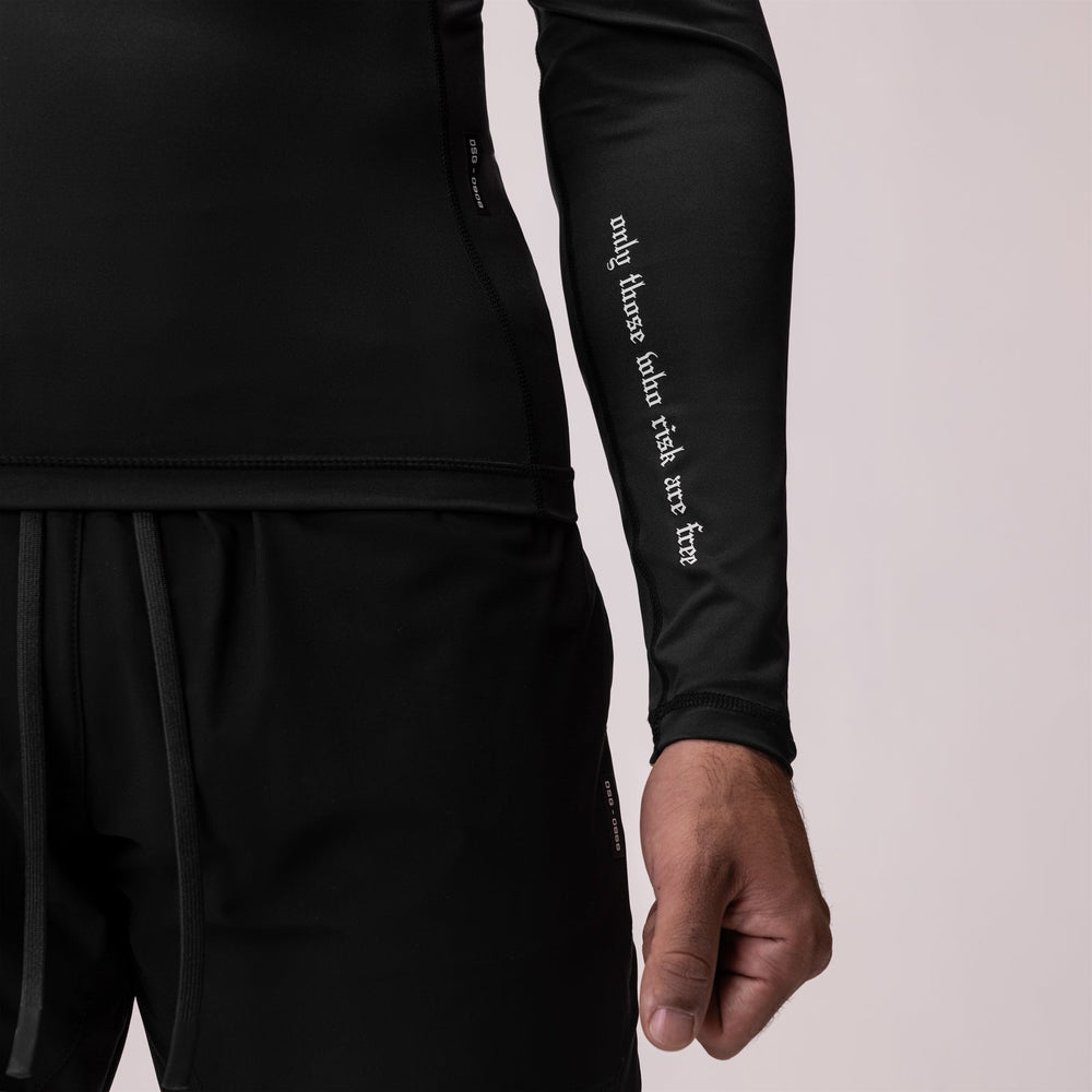 0908. WarpFlexx® Compression Mock Neck Long Sleeve - Black "Space Brac