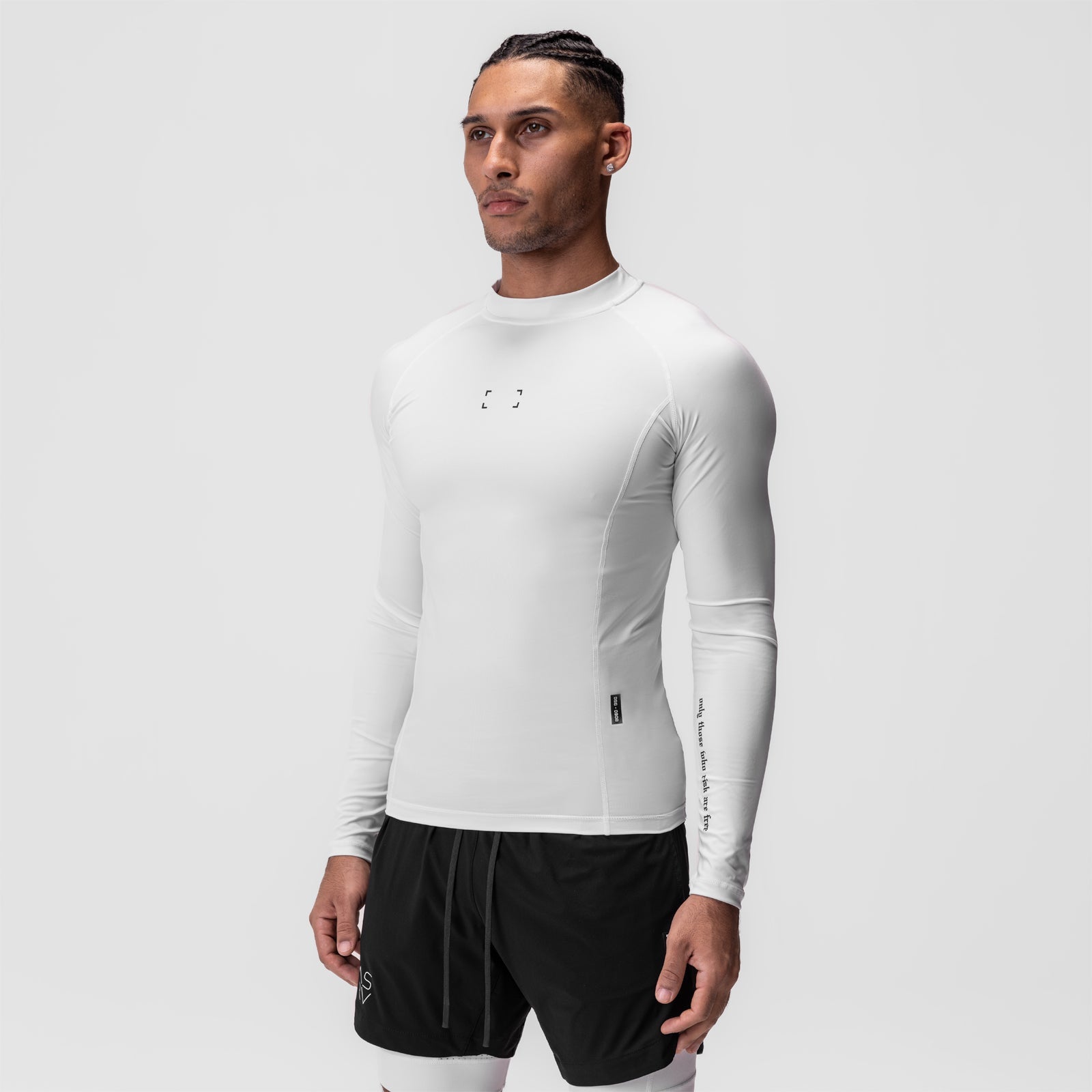 0908. WarpFlexx® Compression Mock Neck Long Sleeve - White "Space Brac