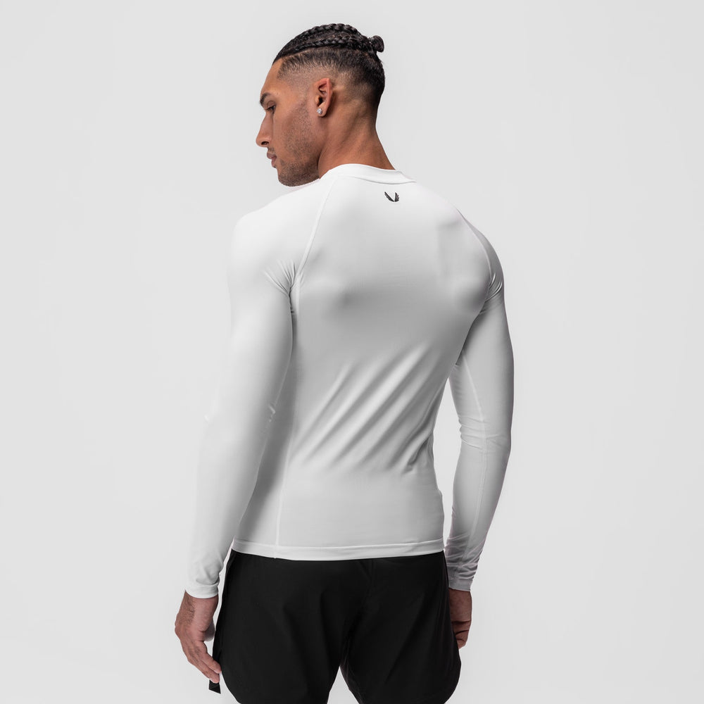 0908. WarpFlexx® Compression Mock Neck Long Sleeve - White "Space Brac