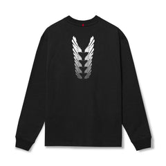 0851. Tech Essential™ Relaxed Long Sleeve - Black "Brush Stroke"