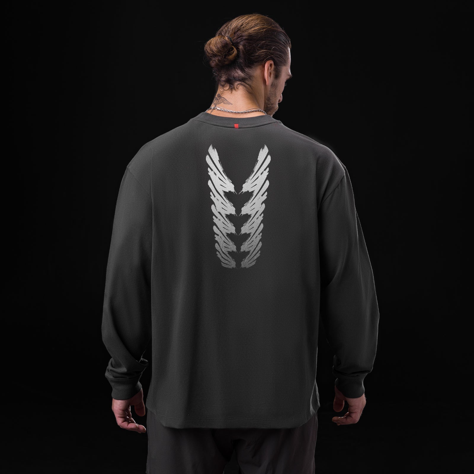 0851. Tech Essential™ Relaxed Long Sleeve - Space Grey "Brush Stroke"