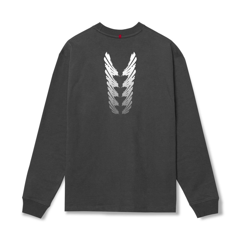 0851. Tech Essential™ Relaxed Long Sleeve - Space Grey "Brush Stroke"