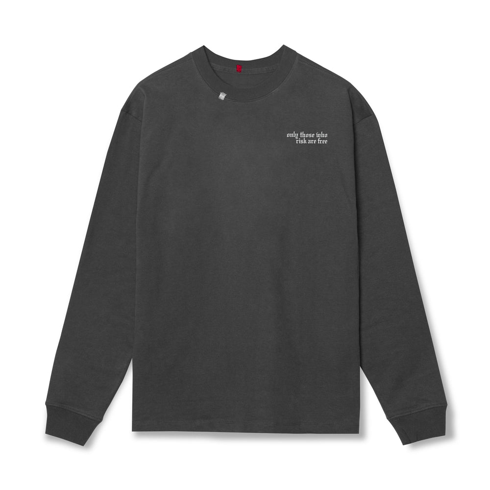 0851. Tech Essential™ Relaxed Long Sleeve - Space Grey "Brush Wings/AS