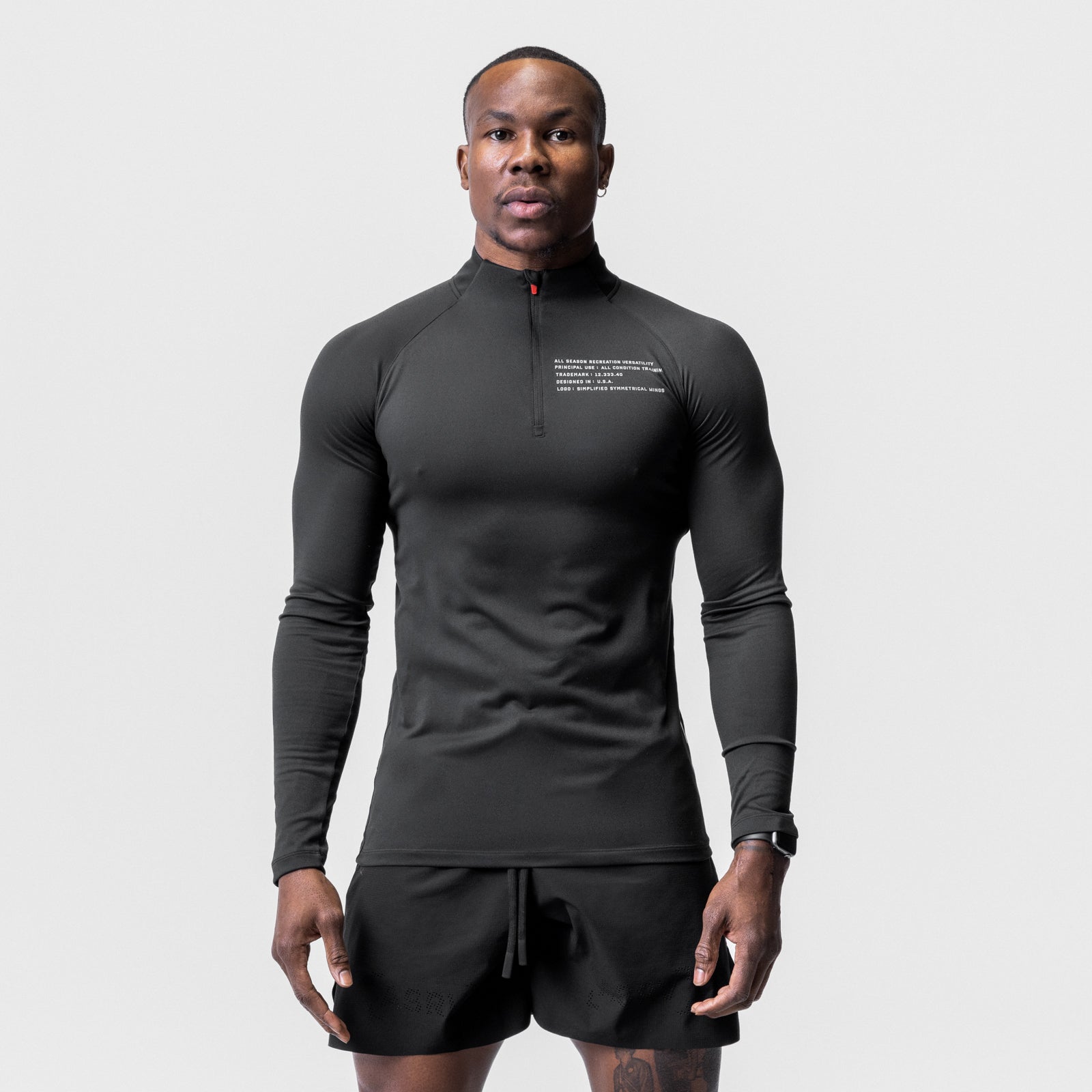 0725. Core Fitted Quarter Zip - Black