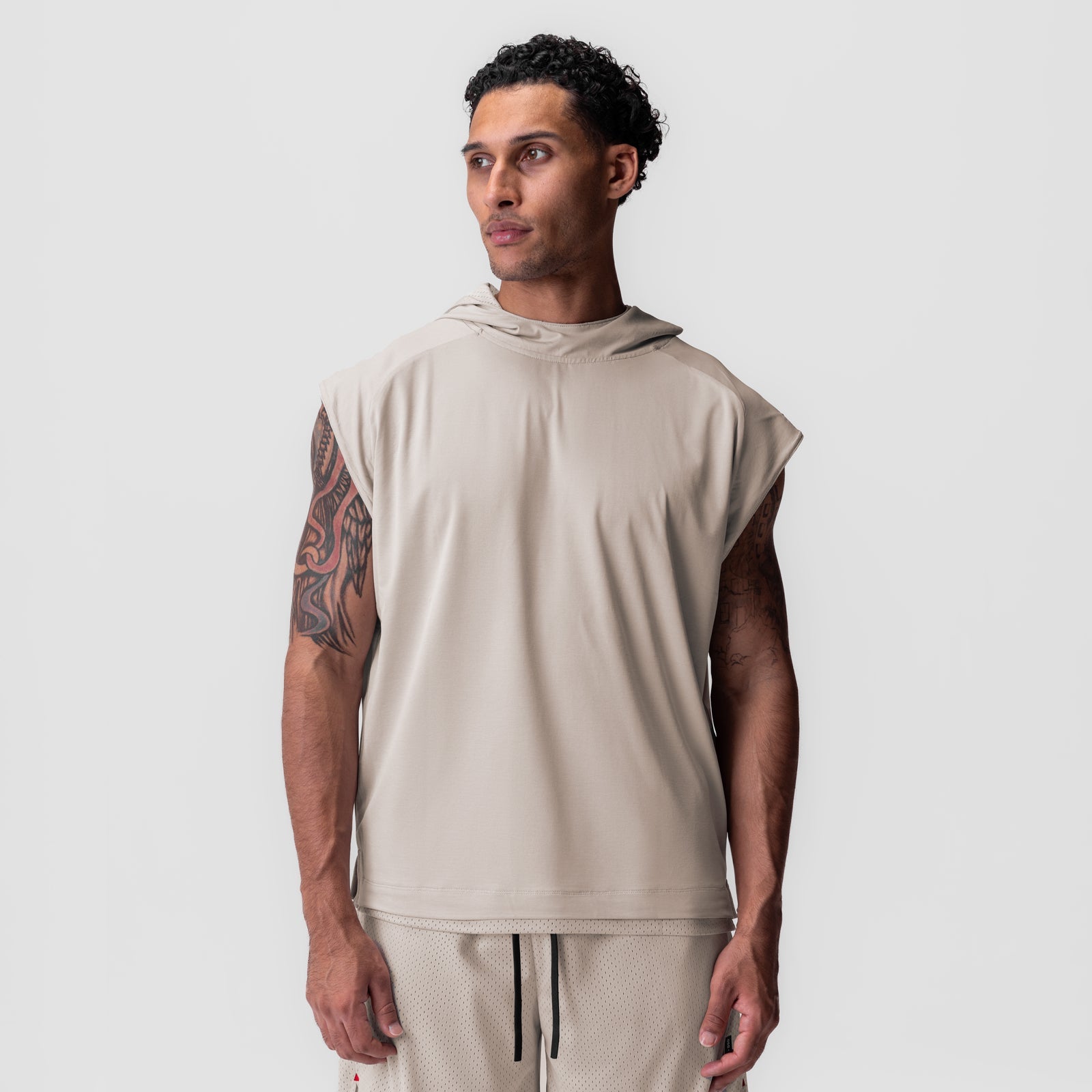 0983. Reversible 2-in-1 Cutoff Hoodie - Chai