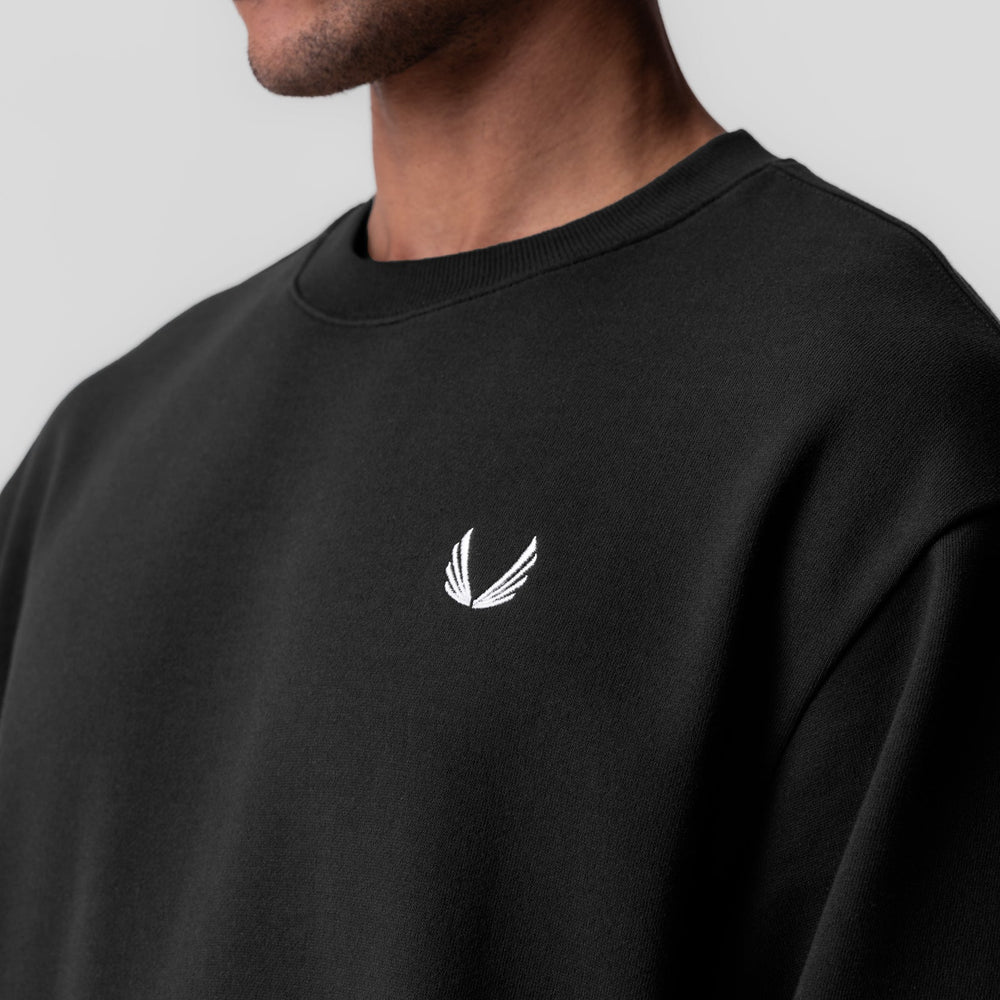 0984. Herringbone Terry Crewneck - Black
