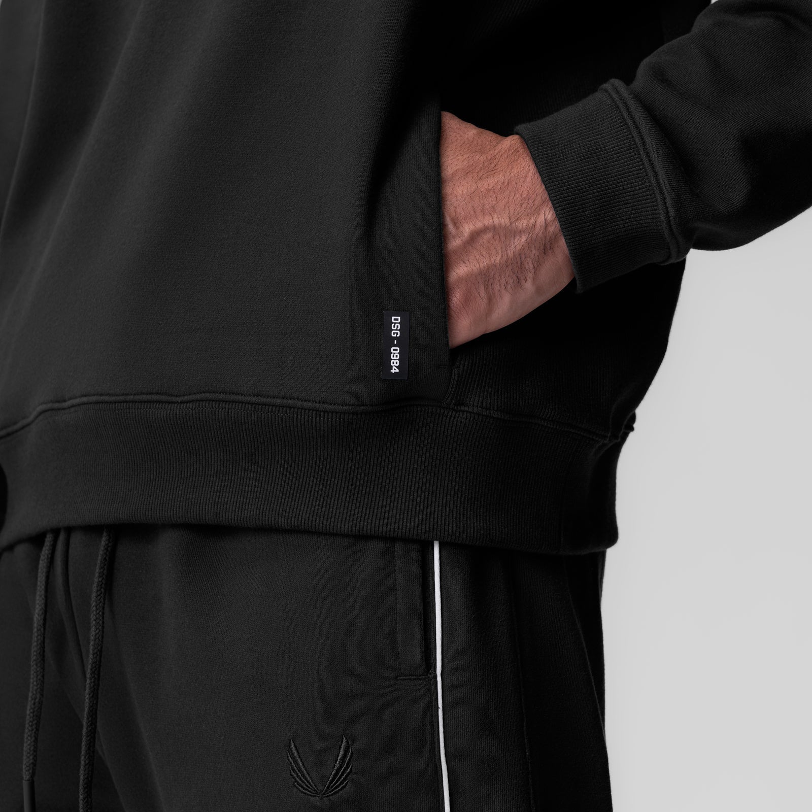 0984. Herringbone Terry Crewneck - Black